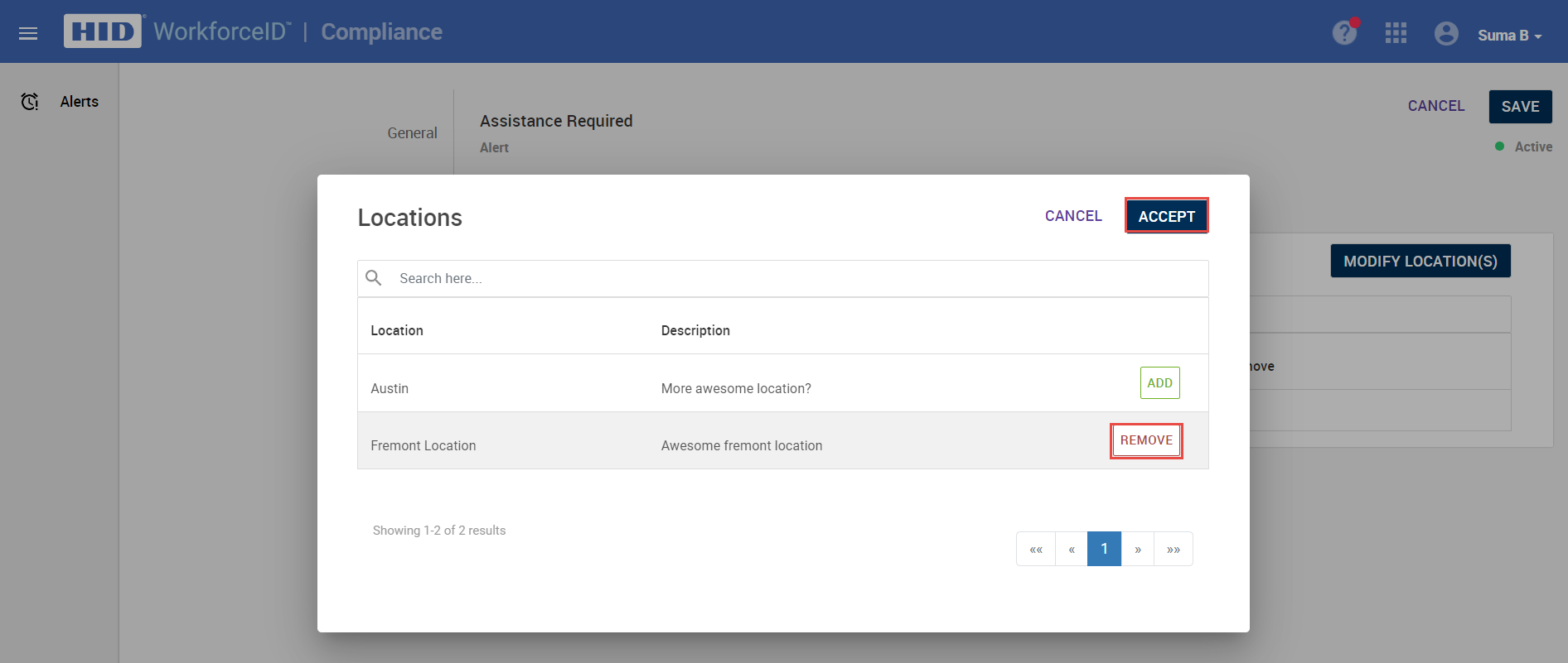 Configuration of Alerts for Visitors